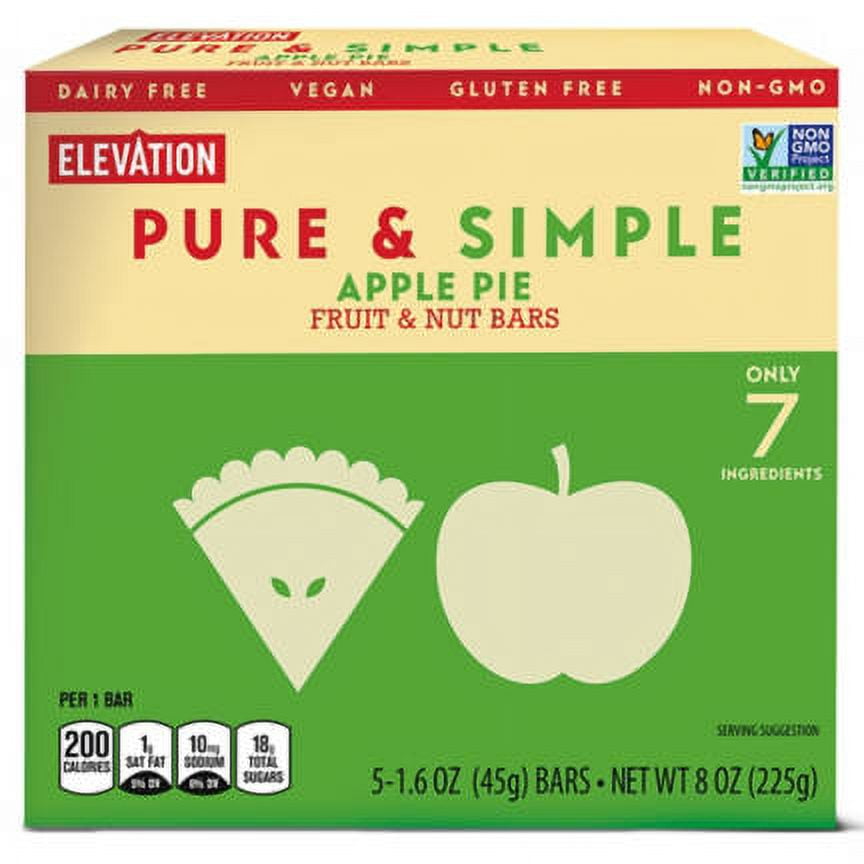 Elevation Apple Pie Fruit and Nut Snack Bars, Pack of 2, 5 Count
