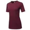 thumbnail image 2 of A2Y Women's Basic Solid Premium Cotton Short Sleeve Crew Neck T Shirt Tee Tops Dark Burgundy L, 2 of 6