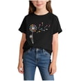 thumbnail image 2 of ITSAME Girls T-Shirts, Cotton Lightweight Round Neck Kids Casual Fashion Graphic Tee for Summer Black Size 6-8T, 2 of 5