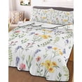 thumbnail image 3 of Quilts King Size, Wildflowers Blossom Soft Comforter Bedding Set for Bed, Spring Pastoral Botanical Flowers Rustic Lightweight Quilted Bedspread with Pillow Cover(2 Pieces), 96x106 Inch, 3 of 6