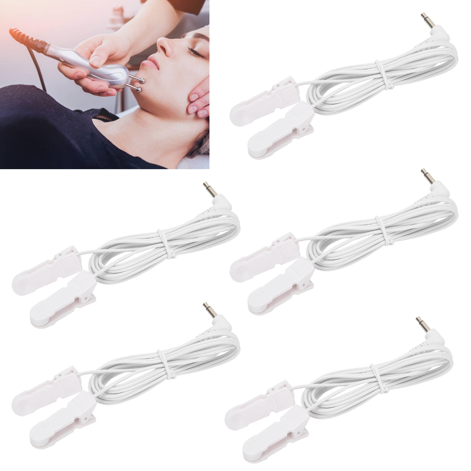 Zerodis 5pcs/bag 3.5mm Ear Clip Electrode Wires Cable For TENS Unit Physiotherapy Machine 1.2m Length Wires