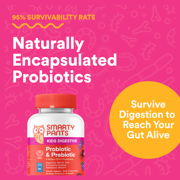 SmartyPants Kids Digestive Probiotic & Prebiotic Gummies, 6 Billion CFUs, New Formula, 60 Ct