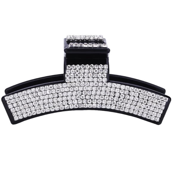 Pinza de pelo elegante con cristales de diamantes de imitación para mujer, pinza de acrílico para mandíbula, horquilla, accesorios para el cabello (negro - B #)