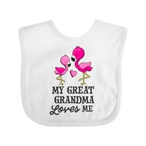Inktastic My Great Grandma Loves Me with Two Flamingos Boys or Girls Baby Bib
