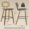 thumbnail image 6 of WOOW DEPOT 26" Counter Height Bar Stool Set of 4, w/ Rattan Mid Back Upholstered Modern PU Wooden Stool Barstool Chair for Kitchen Island Pub, 6 of 12