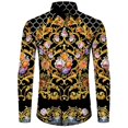 thumbnail image 2 of Nueva camisa de manga larga con estampado 3D de cadena de flores doradas de lujo para hombre, ropa informal de diseñador para hombre, camisas con botones de solapa, 2 of 5