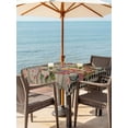 thumbnail image 2 of Spring Flowers Outdoor Tablecloth - 54x54 Inch Square Dining Table Cover, Farmhouse Vintage Black Plaid Wood Grain Waterproof Outdoor Table Cloth with Umbrella Hole & Zipper for Picnic/Patio/Party, 2 of 7