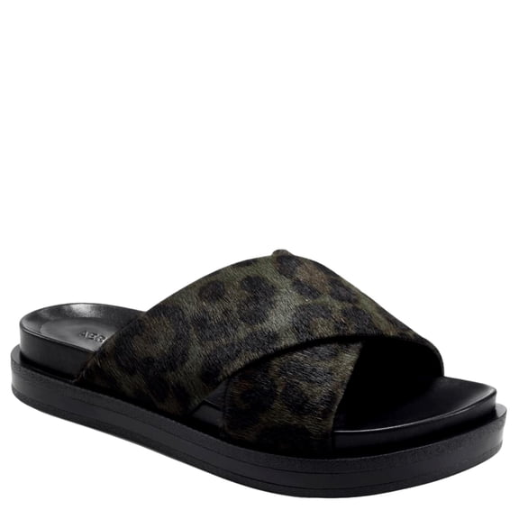 Aerosoles Linney Slide Sandal Leopard Green LINNEY-649 Women's Size 7