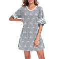 thumbnail image 3 of DreamFish Womens Nightgown Short Sleeve Sleepshirt V Neck Sleepwear Casual Loungewear Ladies Sleepwear, 3 of 8