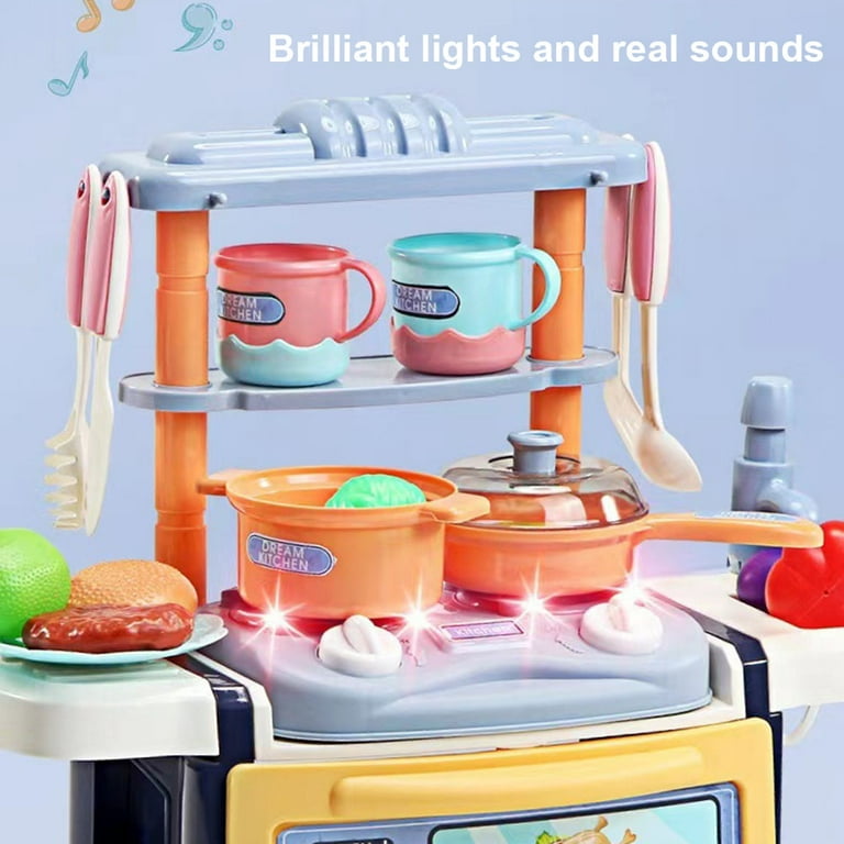 Toy Microwave and Mixing Blender Children's Kitchen Pretend Play Playset  Battery Operated Appliance Set With Food Pieces Perfect For Early Learning  Educational Preschool Girls Cooking Toys (Pink) 