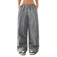 thumbnail image 2 of Womens Parachute Pants Y2K Wide Leg Cargo Sweatpants Waist Jogger Pants with Pockets Gray L, 2 of 9