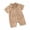 Brown, variant on Krdevn Baby Boys Textured Terry Romper Lapel Collar Short Sleeve Button Up Summer Outfit,3-6 Months