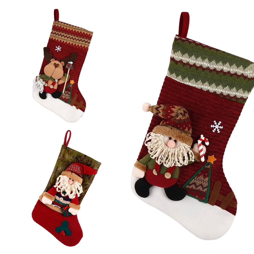 Torubia 3 Pack Christmas Stocking, Large Xmas Stockings for Tree Decoration,  Personalised Sock Gift Bag for kids/Adult/Teenagers, Candy Pouch Bag  Ornaments, Themed Santa, Reindeer - Walmart.com
