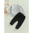 thumbnail image 4 of Bagilaanoe Toddler Baby Boy Long Pants Set Letter Print Long Sleeve Sweatshirt Pullover Tops + Drawstring Sweatpants 6M 12M 18M 24M 3T Kids Casual Sweatsuits, 4 of 8