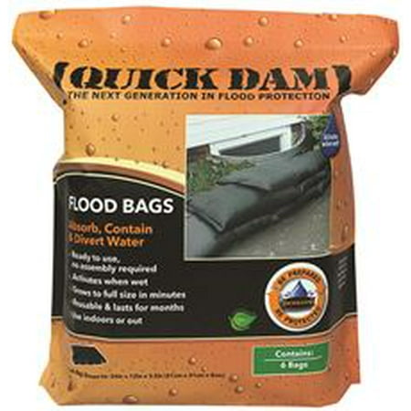 Quick Dam Expanding Sandless Sandbag, 12 X 24 In., 6 Per (Best Sandbags For Flooding)