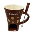 thumbnail image 4 of Taza de fondue de chocolate para cocina con tenedor, utensilios de cocina, dulces, olla caliente, queso, cerámica 130 Marrón, 4 of 9