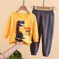 thumbnail image 2 of 2pcs Toddler Baby Boys Girls Shoulder Button Long-sleeved Cartoon Pajamas Air-conditioning Suit 0-5Y, 2 of 5
