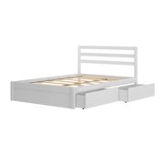 Bear Full Single Bed w/ Underbed Storage Drawers, Brushed White