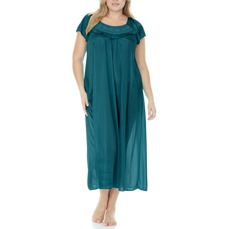 

EZI Nightgowns for Women - Soft & Breathable Satin Night Gowns for Adult Women - Medium to Plus Size Womens Sleep Shirts - Long Mid-Length Nightgown