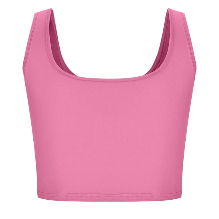 Women's Sleeveless Strappy Tank Top Square Neck Double Layer Workout  Fitness Casual Basic Crop Tops