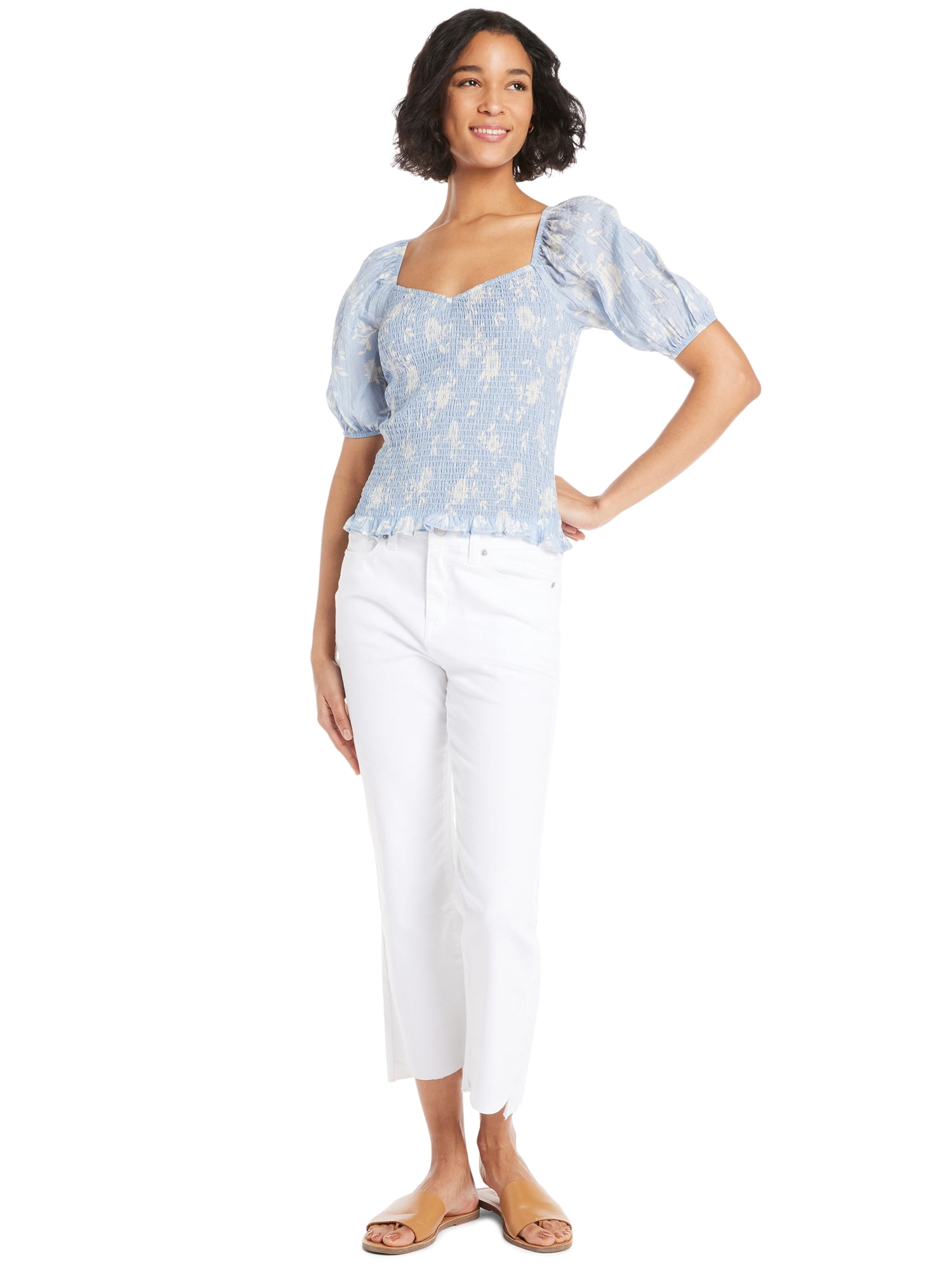 Self Esteem Juniors Smocked Top with Puff Sleeves, Sizes XS-XL