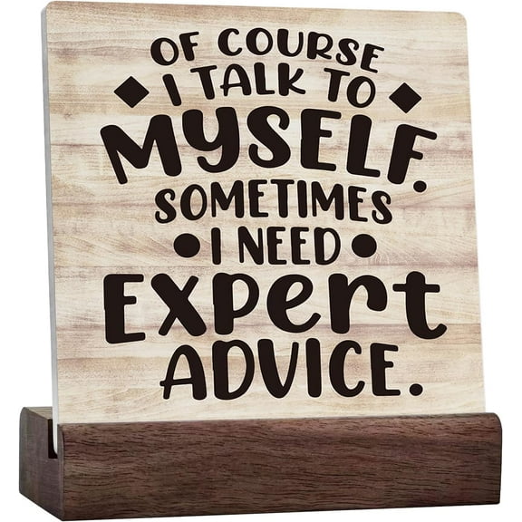 Funny Of Course I Talk To Myself Sign, Home Office Desk Decor For Men Women, Office Decorations Shelf Cubicle Ceramic Table Decor Office Gifts For Coworkers