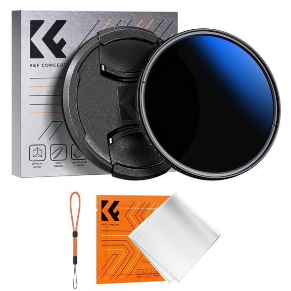 K&F CONCEPT 55mm Variable ND Camera Lens Filter ND2-ND400 (1-9 Stops) Lens Filter Cap Cleaning Cloth 18 Multi-Layer Coatings Adjustable Neutral Density Ultra Slim (K-Series)