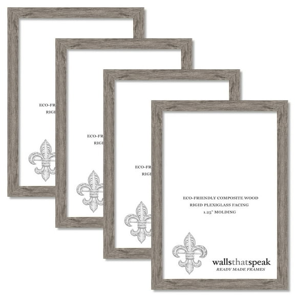 10x10 Gray Barnwood Picture Frame for Puzzles Posters Photos or Artwork (4-Pack)