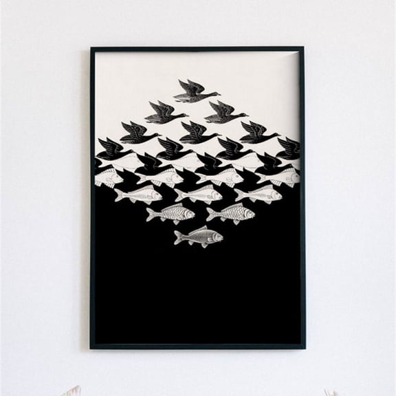 Sky & Water, 1938 M.C. Escher artwork, HQ poster, file ready to and print, Unframed Paper Poster 8x10in
