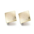 thumbnail image 2 of 30pcs Brass Stud Earring Findings with Loop Nickel Free Textured Square Real 18K golden Plated 25x25mm Hole: 2mm Pin: 0.7mm, 2 of 3