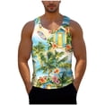 thumbnail image 3 of VBTAPA Mens Hawaiian Tank Top Tropical Summer Floral Beach Tops Sleeveless Casual Aloha T-Shirt Sky Blue S, 3 of 7