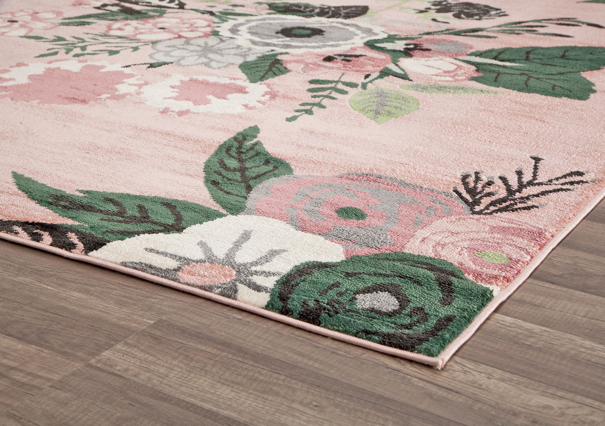 Rugs America Hanna VA40D Rose Garden Pink Floral Transitional Pink Area Rug, 5'x7'