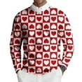 thumbnail image 3 of yuCgh Men's Heart Print Ribbed Knit Long Sleeve Pullover, Round Neck Casual Sweater for Valentine's Day, Comfort Fit Soft Fabric Relaxed Style,Watermelon Red 3XL, 3 of 7