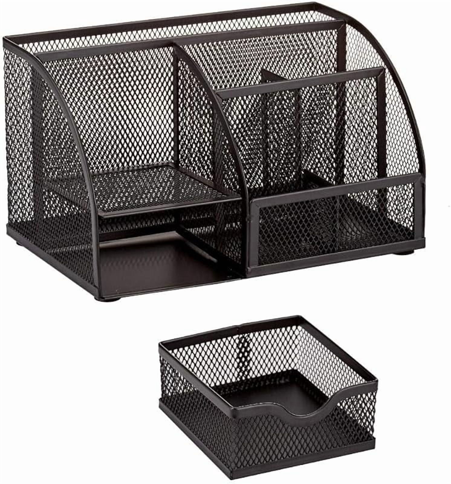 Mesh Desk Organizer Office with 7 Compartments + Drawer/Desk Tidy Candy/Pen Holder/Multifunctional Organizer