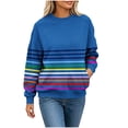thumbnail image 5 of Karymi Blouses for Women Dressy Casual Rainbow Horizontal Stripe Crew Neck Sweatshirt, Loose Long Sleeve Non-Hooded Pullover Top, Casual Sweatshirt with Side Pockets Blouses for Women Dressy Casual, 5 of 6