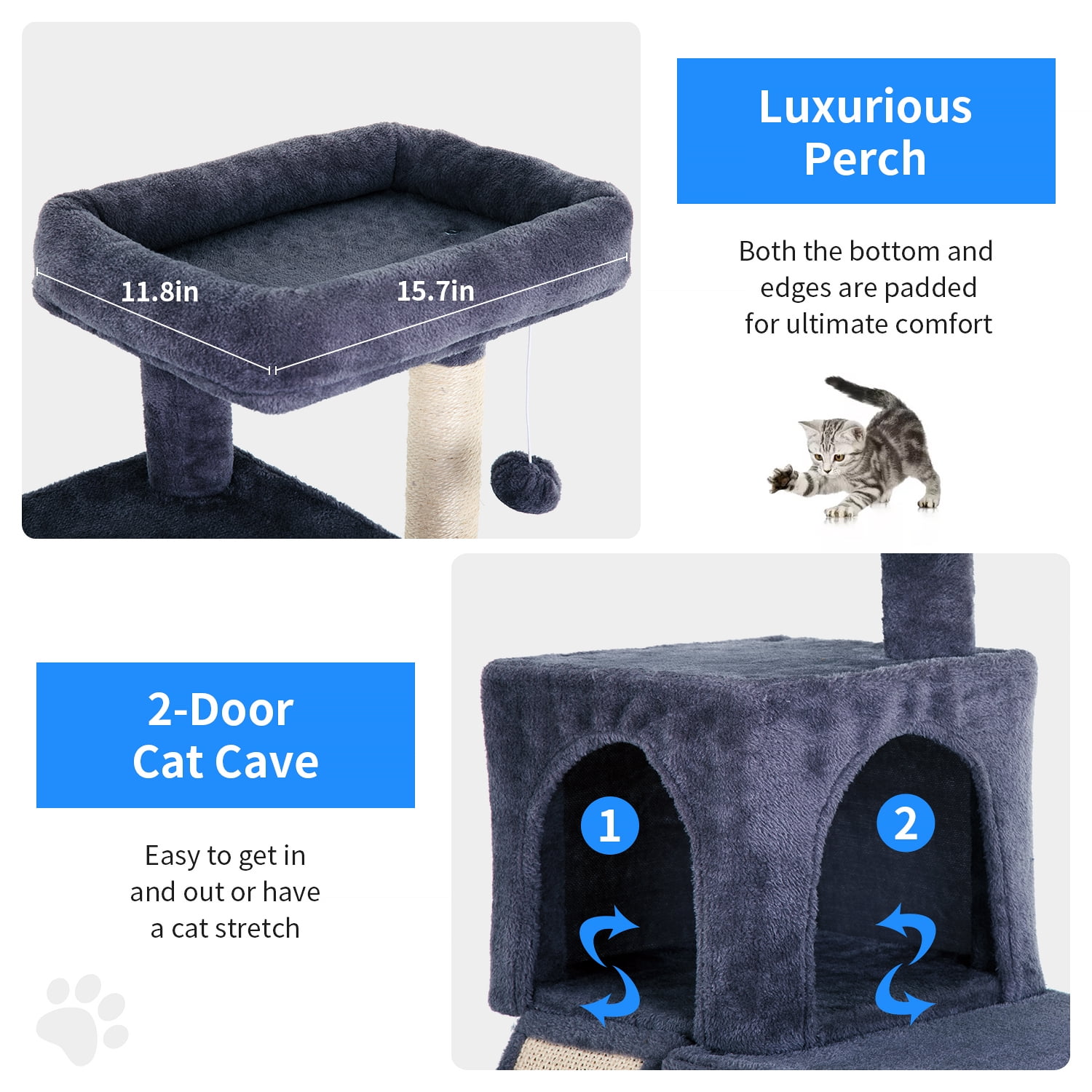 BestPet 36 inches Cat Tree for Indoor,Dark Gray.