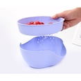 thumbnail image 5 of 2 Pcs Drain Basket,Plastic Colander With Plastic Handle Vegetable Basket Wash Double Layer Drain Basin Design Detachable Fruit Colanders Use For Drainage ,Blue, 5 of 5