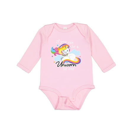 

Inktastic If You Can Be a Unicorn Be One with Rainbow Unicorn in Cloud Gift Baby Boy or Baby Girl Long Sleeve Bodysuit
