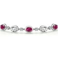 thumbnail image 3 of Gem Stone King 925 Sterling Silver Red Created Ruby and White Created Sapphire Bracelet for Women | 4.55 Cttw | Gemstone July Birthstone | Oval 7X5MM | Fully Adjustable 9 inch, 3 of 6