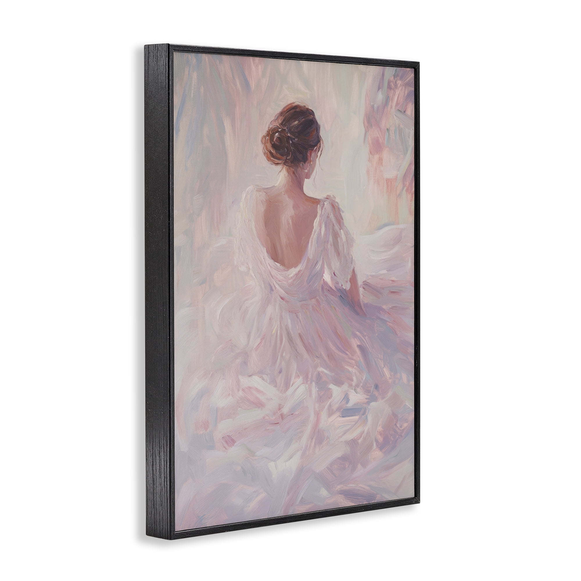 Stupell Industries Graceful Woman in Blush Gown Black Framed Giclee Art, design by Petal Prints Design