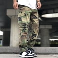 thumbnail image 4 of CONZONE Mens Baggy Cargo Pants Camouflage Y2K Elastic Waist Cargo Pants for Men Lightweight Relaxed Fit Streetwear Workout Trousers With Pockets, 4 of 6