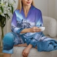 thumbnail image 6 of Honeii Night At Lake Aurora 1 print Women's Pajama Sets Long Sleeve Button Down Sleepwear Nightwear Soft Pjs Lounge Sets-Small, 6 of 7