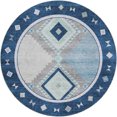 thumbnail image 2 of Addison Rugs Dream Shag Premium Machine Washable Transitional Aztec Blue Round Rug, 8' x 8', 2 of 8