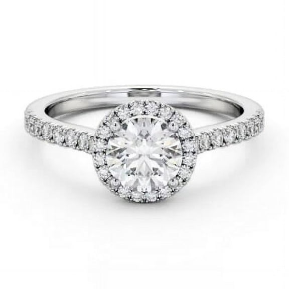 Nerra Jewel 14K White Gold Plated Ring - 1.6 Ct Round Brilliant Cut Diamond Ring - Engagement Wedding Diamond Jewelry for Women's - Gorgeous Halo Anniversary Gift for Her - Gifts for Birthday