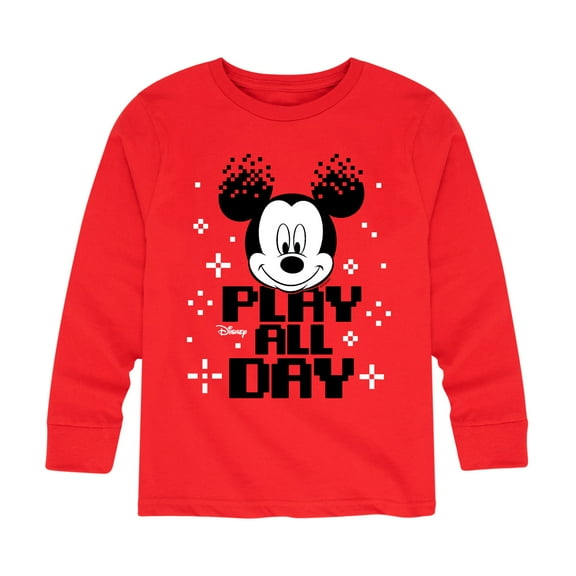 Mickey & Friends - Play All Day Pixels - Youth Long Sleeve Graphic T-Shirt