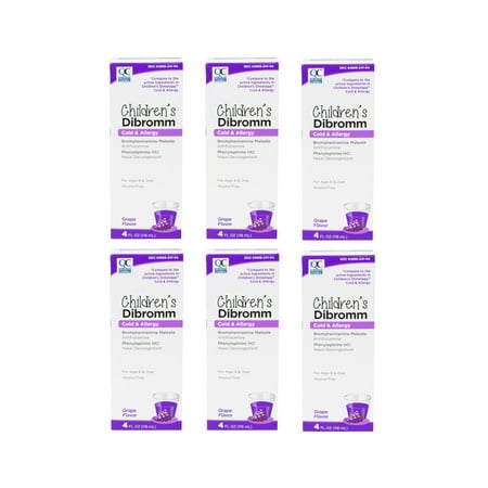 6 Pack - Quality Choice Children's Dibromm Cold & Allergy Liquid Grape 4 fl oz Each