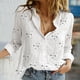 thumbnail image 2 of Blusa de lino con cuello en V y botones, manga larga, estilo informal y holgado, para la oficina, poliéster-spandex, tallas S-XXL, 2 of 5