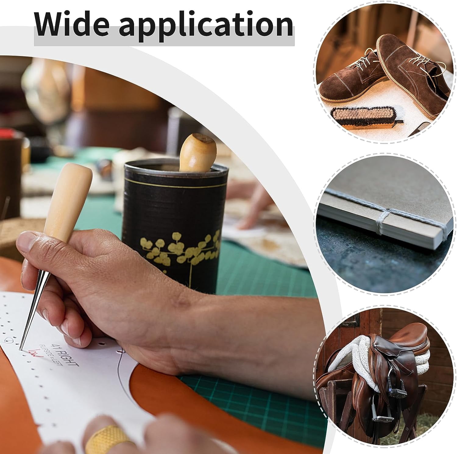 Leather Sewing Kit, Leather Stitching Kit with Sewing Awl, Needles, Waxed Thread, Upholstery Repair Kit, Heavy Duty Sewing Tools for Hand Stitching Car Seats, Sofa, Carpets, Shoes, DIY Craft