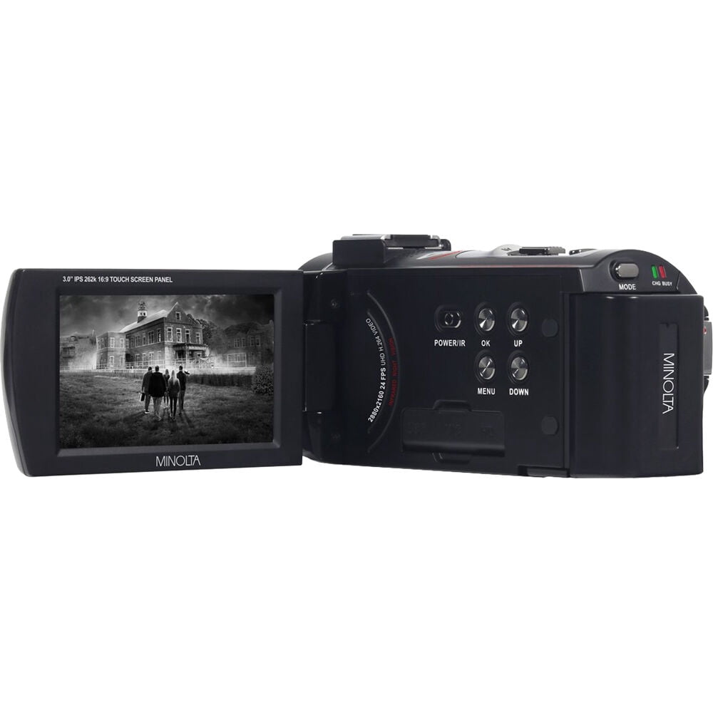 Minolta MN4K25NV 4K Ultra HD 30 Mega Pixels Night Digital Vision Video Camcorder (Black) Bundle With  128GB Memory Card + Camera Tripod + LED light + More Accessories
