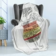 thumbnail image 4 of Cocktail Party Soft Flannel Fleece Blanket, Bahama Mama Cocktail in Vintage Style Painted on Wooden Boards Palm Leaves, Cozy Plush for Indoor and Outdoor Use, 50" x 60", Multicolor, by Ambesonne, 4 of 5